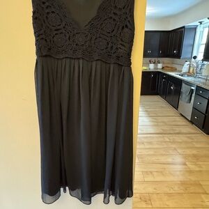 White House Black Market Black Crochet Midi Dress